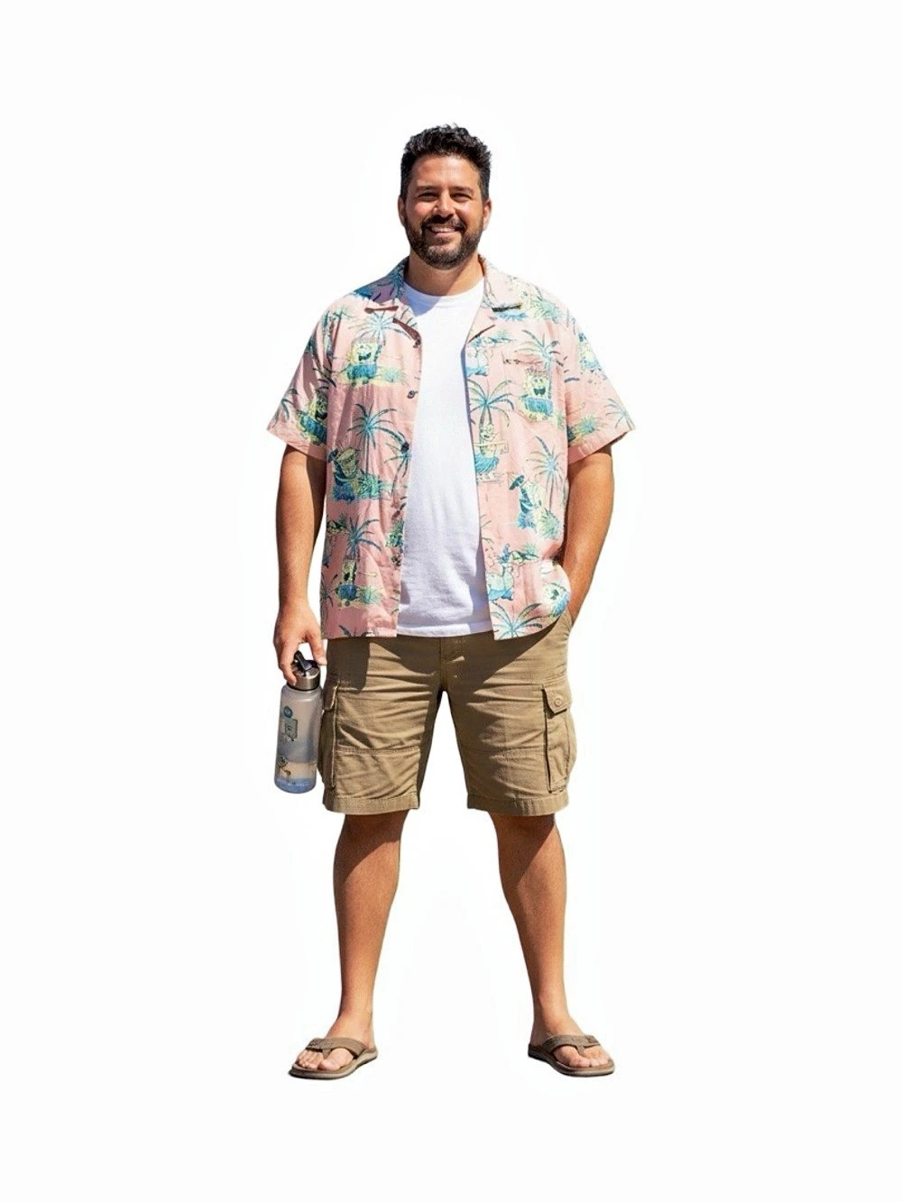 SpongeBob SquarePants Men's Tropical Shirt 2XL Pink & Green New